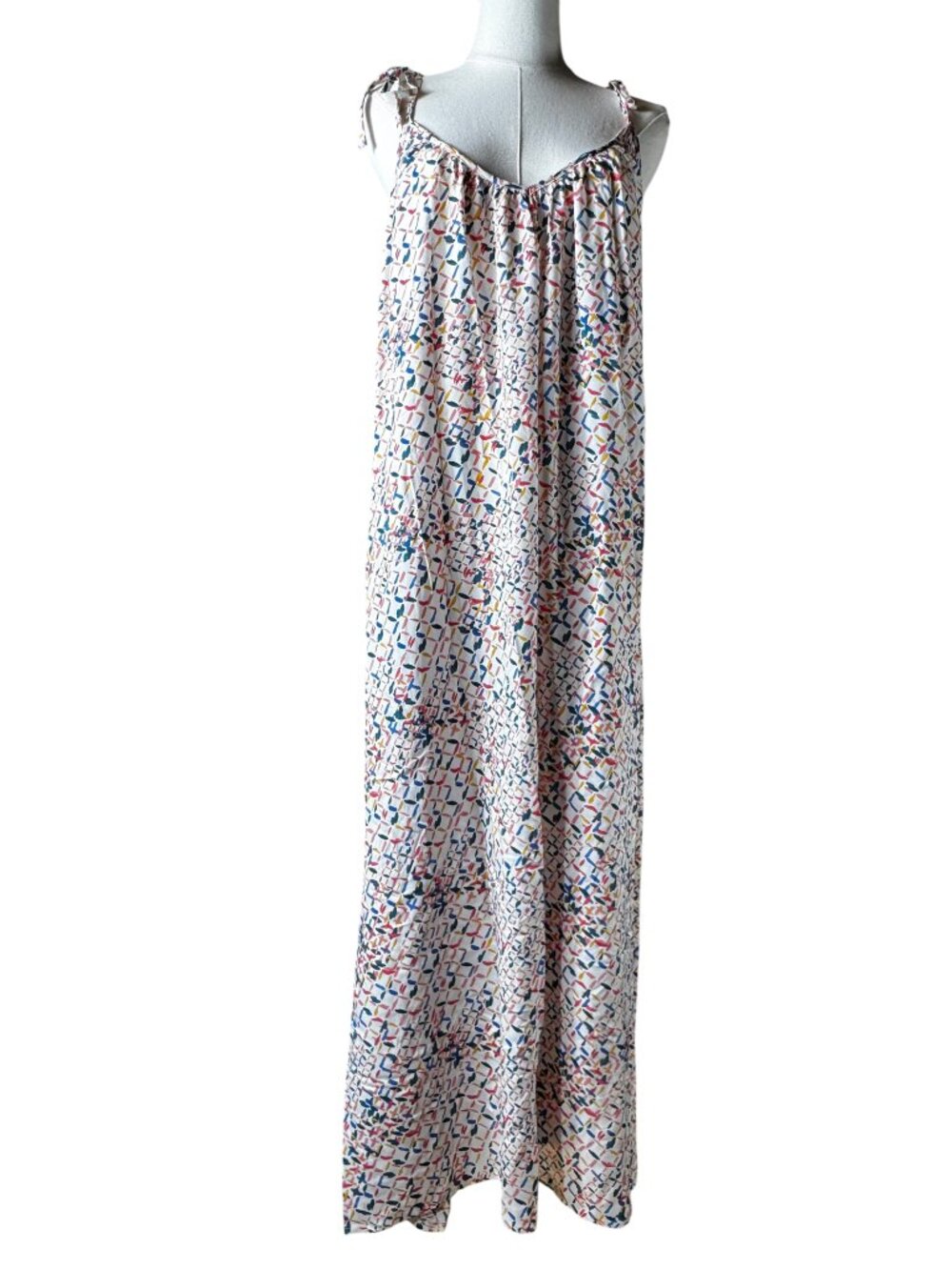 Summersalt Abstract Print Tie-Strap Maxi Swim Cover-Up Size Large